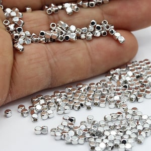 2,5mm Rhodium Plated Spacer Cube Beads , Brass Spacer Beads - RDM247