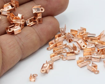 Inner Width 4,3mm Rose Gold Plated Cord End 9x5mm Brass end cap - RSG124