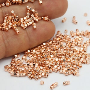 2x2mm Rose Gold Plated Spacer Cube Beads , Brass Spacer Beads - RSG559