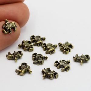 10 x 11 mm antike Bronze überzogene Elefantencharme, Elefantanhänger - TS391