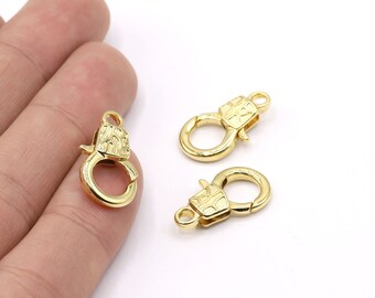 12.5x22mm Shiny Gold Plated Lobster, Shiny Gold Lobster Clasp, Gold Color Lobster Clasp - GLD1725