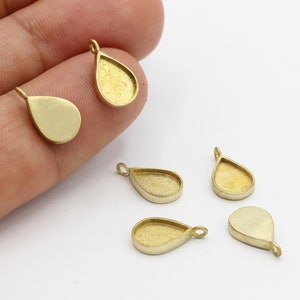 8x13mm Raw Brass Drop Charms, Drop Pendants, For Enamel Drop Charms, Bazel Settings,Bracelet and Necklace Findings - RAW317