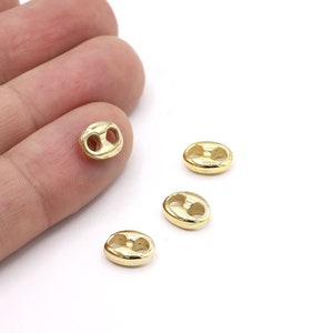 8x10mm 24 k Shiny Gold Plated Button Charms , Button Connectors, Gold Plated Chains Spacer, Ball Spacer- GLD347