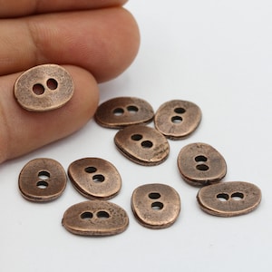 10x14mm Antique Copper Plated Button Charms , Button Connectors , Two Holes Buttons - TS457