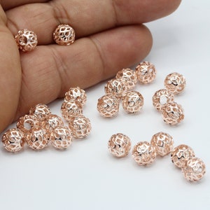 8mm Rose Gold Plated Spacer Beads , Ball Beads  - RSG99