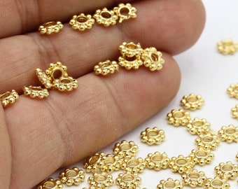 6mm 24 k Shiny Gold Plated Spacer Beads - GLD56