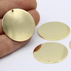 32mm 24 k Shiny Gold Plated Round Disc , Stamping Blank , Coins - GLD311
