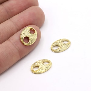 12x16mm 24 k Shiny Gold Plated Button Charms , Button Connectors, Gold Plated Chains Spacer, Ball Spacer- GLD343