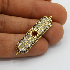 10x41mm 24 k Shiny Gold Plated CZ Micro Pave North Star Bracelet Charms , CZ Pave Bracelet Charms , Cubic Zirconia Bracelet Charms - CZ300