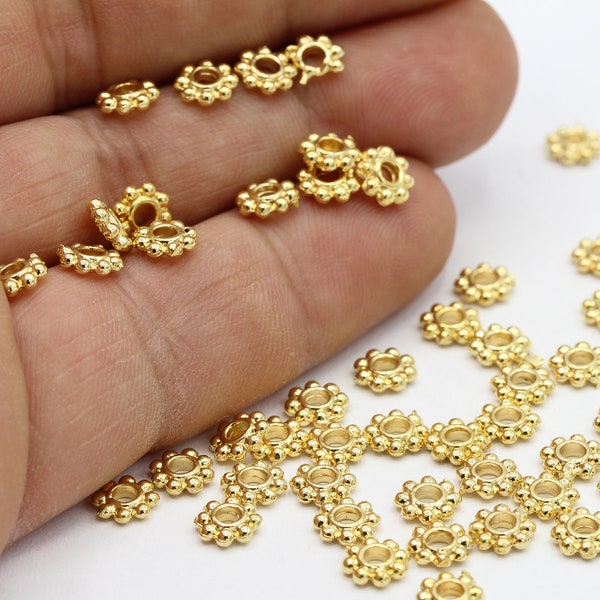 6mm 24 k Shiny Gold Plated Spacer Beads - GLD56