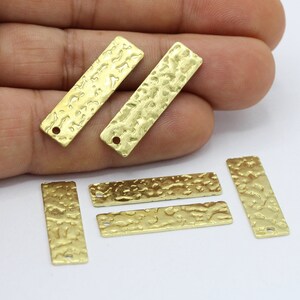 8x30mm Raw Brass Hammared Bar Charms , Rectangle Disc - RAW83