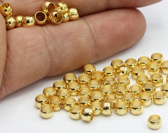 Perles à écraser 5 mm en plaqué or brillant 24 carats - GLD43