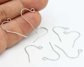 Rhodium Plated Earring Hooks , Fish Hooks, Ear Wires , Silver Plated Earrings, Earrings Findings - RDM355