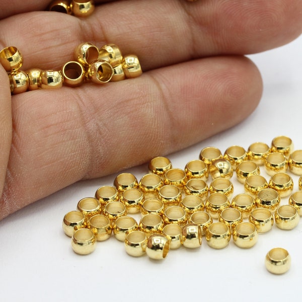 Perles à écraser 5 mm en plaqué or brillant 24 carats - GLD43