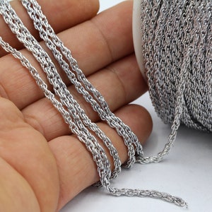 3mm Rhodium Plated Mesh Chains , Cable  Chains , Rolo Chains - CHN178