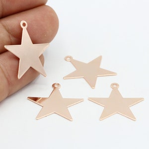 23x24mm Rose Gold Plated Star Charms, Star Pendants, Necklace Findings - RSG697