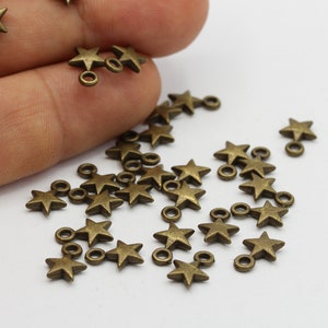 7x10mm Antique Bronze Plated Star Charms , Star Pendants , Mini Star - TS398