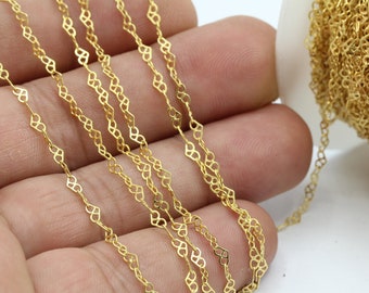 2,5mm 24 k Shiny Gold Plated Heart Chains , Soldered Heart Chains , Chooker Chains , Necklace Findings - CHN269