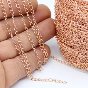 2,8x4mm Rose Gold Plated Curb Chains , Soldered Chains , Extender Chains - CHN17