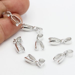 Rhodium Plated Pendant Bail , Pinch Bails , Charm Pinch Bails , Connectors , Silver Plated Findings , Necklace Findings - RDM352
