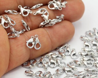 9mm Rhodium Plated Lobster Clasp , Rhodium Closures - RDM250