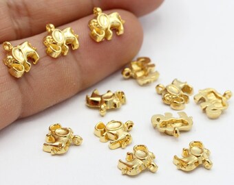 10x10mm 24 k Shiny Vergoldete Elefanten Charms - GLD77