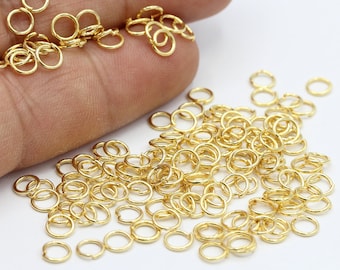 0.8 x 5 mm 24 k 光沢ゴールドメッキ ジャンプリング - GLD11