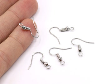 Rhodium Plated Earring Hooks , Fish Hooks, Ear Wires , Silver Plated Earrings, Earrings Findings - RDM721