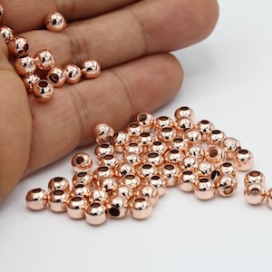 6mm Rose Gold Plated Spacer Beads , Ball Beads  - RSG97
