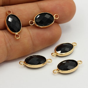 10x20mm Shiny Gold Plated Crystal Oval Connector, Gemstone Connector , Bracelet Connectors - TS281
