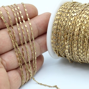1,5x5mm Raw Brass Curb Chains , Soldered Chains , Bar Chains - CHN46