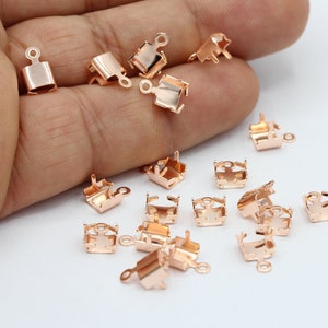Rose Gold Plated Rhinestone Chain Crimp End Connectors, Chain Cup Connector, Bead Findings, Clasp End, Inner Size 5,5mm - RSG561