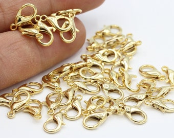 10 pcs Shiny Gold Lobster Clasp, Gold Color Lobster Clasp 24k 12mm - GLD1