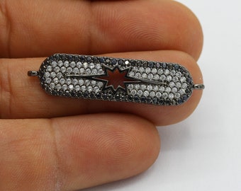 10x41mm Gunmetal Plated CZ Micro Pave North Star Bracelet Charms ,CZ Pave North Star Bracelet Charms ,Cubic Zirconia Bracelet Charms - CZ299