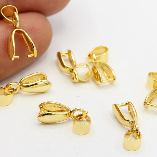 24 Kshiny Gold Plated Pendant Bail Pinch Bails Charm Pinch Etsy