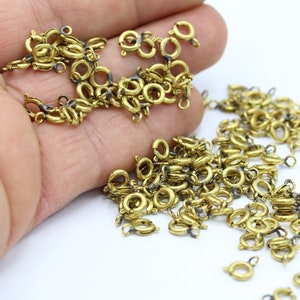 6mm Raw Brass Round Spring Clasp , High Quality Claw Clasp - RAW178