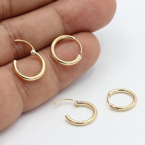 13mm 24 k Shiny Gold Plated  Earrings Hoop ,Hoop Earrings,Brass Earrings,Dangle, Circle  Plain Leverback Finding , Earring Findings - GLD873