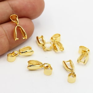 24 k Shiny Gold Plated Pendant Bail , Pinch Bails , Charm Pinch Bails , Connectors , Gold Plated Findings ,Necklace Findings ,6x15mm- GLD663