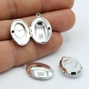 Ciondoli a forma di cuore placcati in rodio da 16 x 24 mm - RDM173