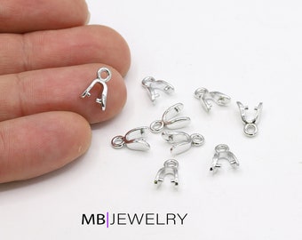 Rhodium Plated Pendant Bail , Pinch Bails , Charm Pinch Bails , Connectors , Silver Plated Findings , Necklace Findings,6x11mm - RDM685