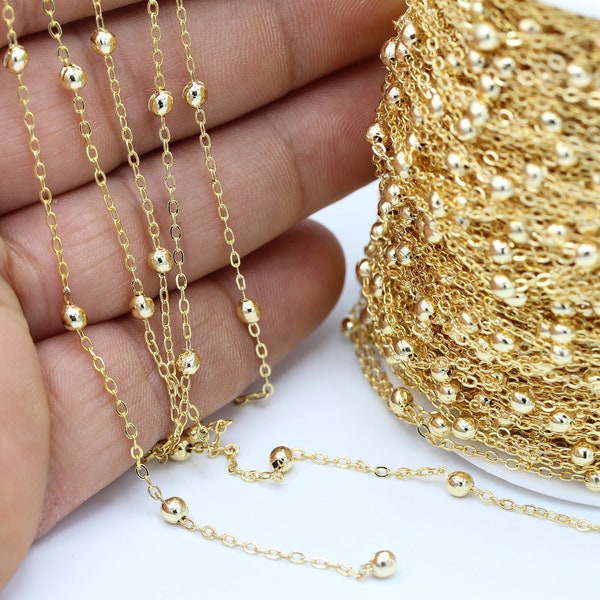 1,5x2mm 24 k Shiny Gold Plated Soldered Chains , Satellite Chains , Ball Chains - CHN20