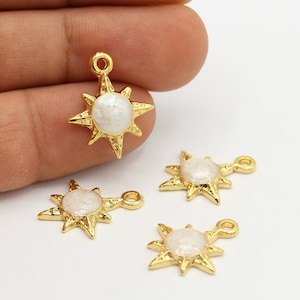 Dijes de estrella polar esmaltados en beige, chapados en oro brillante de 24 k (17 x 21 mm), medallón, accesorios para collar - GLD884