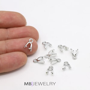 Rhodium Plated Pendant Bail , Pinch Bails , Charm Pinch Bails , Connectors , Silver Plated Findings , Necklace Findings,6x11mm - RDM685