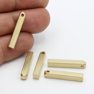 4x25mm Raw Brass Bar Charms , Rectangle Bar Pendants , Necklace Findings - RAW289