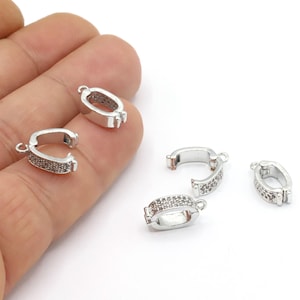 7,5x15mm Rhodium Plated Zirconia Pendant Bail, Rhodium Plated Bail, Pendant Charms, Charm Findings, Necklace Findings, Bail - RDM984
