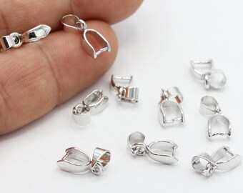 Rhodium Plated Pendant Bail , Pinch Bails , Charm Pinch Bails , Connectors , Silver Plated Findings , Necklace Findings - RDM353