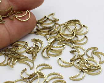 6x11mm Raw Brass  Moon Charms , Connector ring , Findings - Raw Brass Findings - Brass Connector - RAW161
