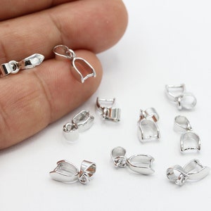 Rhodium Plated Pendant Bail , Pinch Bails , Charm Pinch Bails , Connectors , Silver Plated Findings , Necklace Findings - RDM353