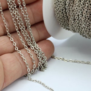 2x3mm Antique Silver Plated Oval Rolo Chains , Chains , Cable Chains  - CHN195