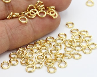 Anillos de salto chapados en oro brillante de 18 Ga, 5 mm y 24 k - GLD16